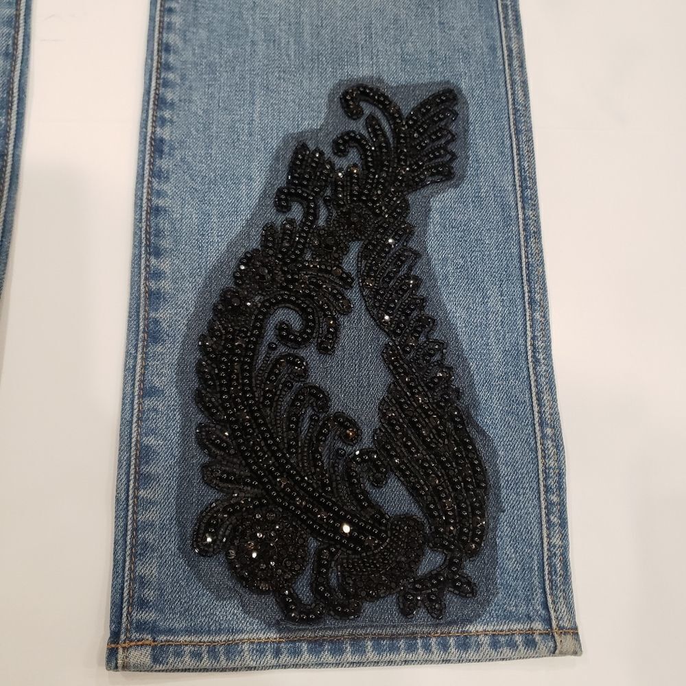7FAM Edie Black Rhinestone Satellite Sky Jeans - Picture 6 of 17
